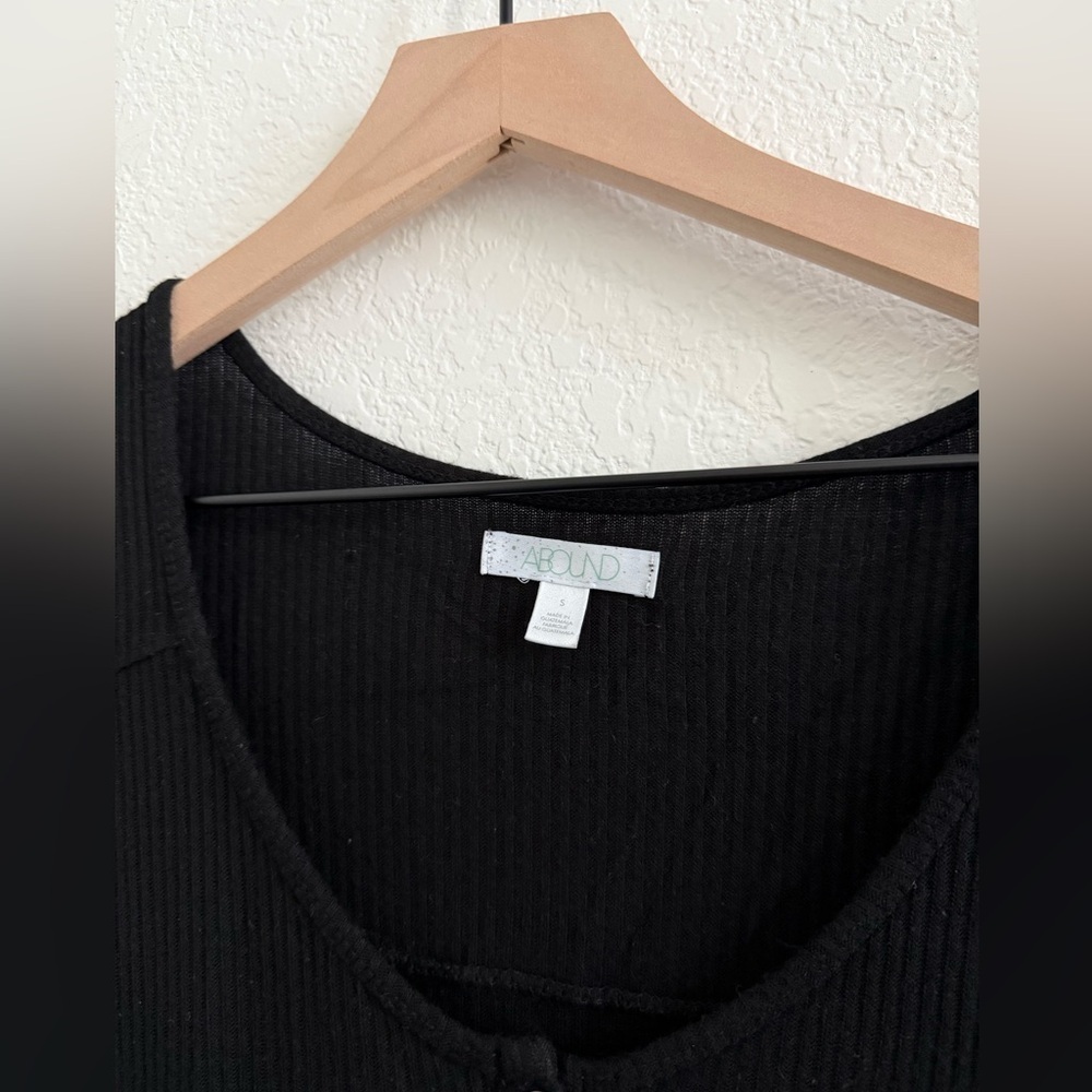 Abound // EUC Black Long Sleeve Henley Top - Picture 2 of 4